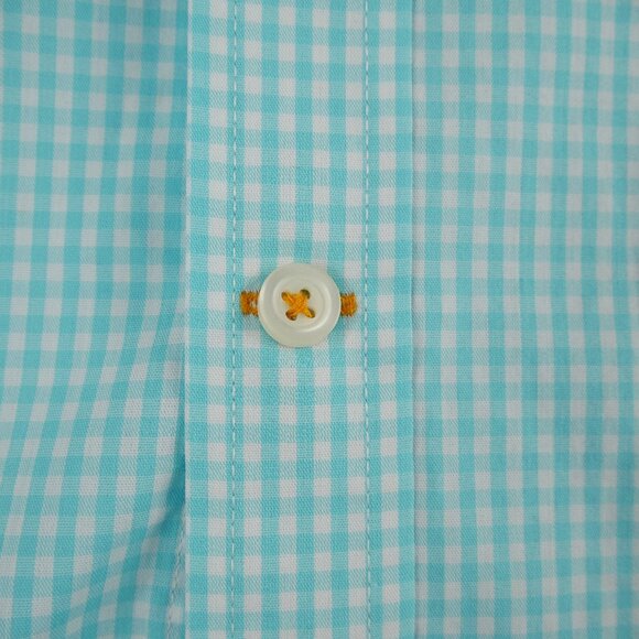 Izod Shirt Mens XL Aqua White Checkered Button Down Long Sleeve Casual Classic - Picture 14 of 16